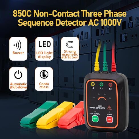 850C عدم الاتصال ثلاث مراحل تسلسل الكاشف التيار المتناوب 1000 فولت 300mVA قياس اختبار المرحلة الإيجابية السلبية مع مؤشر ضوء LED in Saudi Arabia