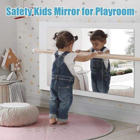 Full Length Wall Mirror Tiles, 8"x 8" x 4 Pcs Acrylic Mirror Wall-Mounted, Shatterproof Non Glass Safety Mirror Great for Baby Kids Playroom, Used as Dorm Mirror Door Mirror Gym Mirror in Saudi Arabia