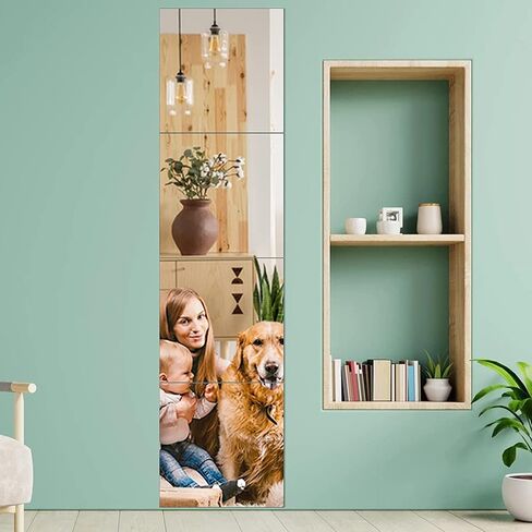 Full Length Wall Mirror Tiles, 8"x 8" x 4 Pcs Acrylic Mirror Wall-Mounted, Shatterproof Non Glass Safety Mirror Great for Baby Kids Playroom, Used as Dorm Mirror Door Mirror Gym Mirror in Saudi Arabia