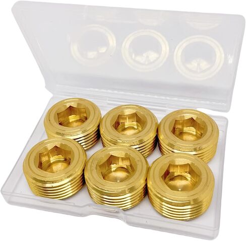 6PCS 1" NPT Brass Male Pipe Plug Fitting Hex Counter Sunk Pipe Plug (1" NPT) in Saudi Arabia