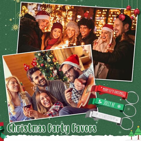 Tondiamo 24 Sets Christmas Favors for Adults Merry Christmas Bottle Opener Keychain Funny Christmas Gifts with Tags and Gift Bags Christmas Supplies for Guests Souvenirs Gifts, 3 Styles in Saudi Arabia