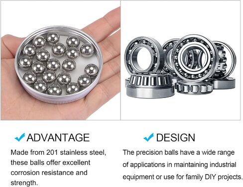 METALLIXITY Precision Balls G200 9.5mm 10pcs, 201 Stainless Steel Bearing Balls Beads - for Industry Kit, Machinery, Automotive, and DIY in Kuwait