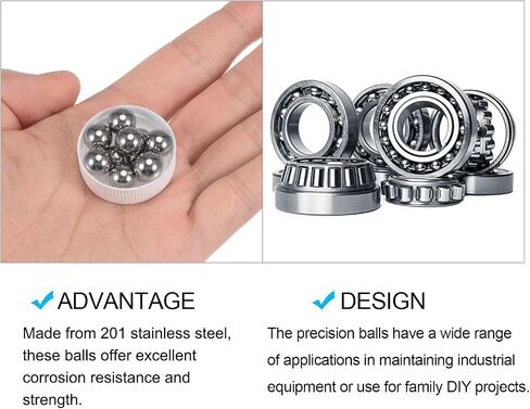 METALLIXITY Precision Balls G200 9.5mm 10pcs, 201 Stainless Steel Bearing Balls Beads - for Industry Kit, Machinery, Automotive, and DIY in Kuwait