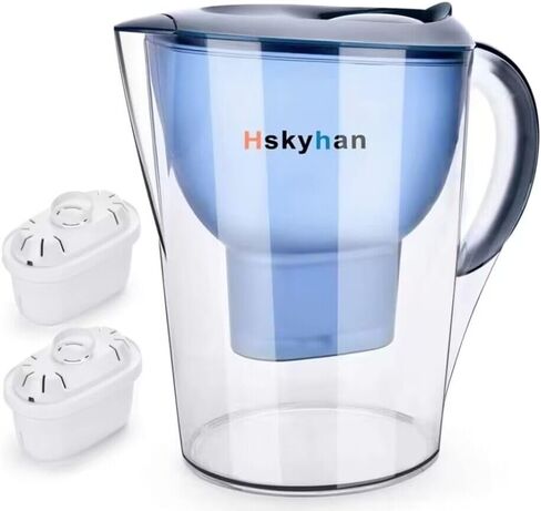 Alkaline Water Filter Pitcher - 3.5 Liters Improve PH, BPA Free, 2 Long Lasting Filters Included, Replacement cartridge timer, 7 Stage Filtration System (Blue) in Saudi Arabia