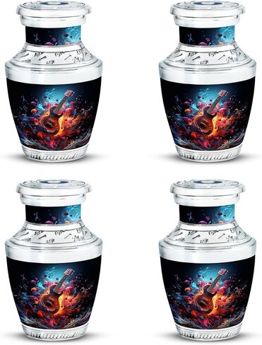 Vibrant Guitar Fantasy Petite Memorial Urn for Eternal Love - Elegant Mini Keepsake for Adult Ashes Funeral Urns for Human Ashes - Memorial Urns 3 Inch, 1 Pc, Natural in Kuwait