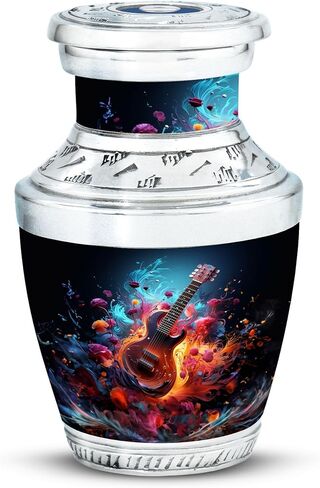 Vibrant Guitar Fantasy Petite Memorial Urn for Eternal Love - Elegant Mini Keepsake for Adult Ashes Funeral Urns for Human Ashes - Memorial Urns 3 Inch, 1 Pc, Natural in Kuwait