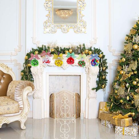Winlyn 12 Sets Christmas Bulb Ornament Balls Clear Plastic Glass Ball Craft Kit Bauble Ornaments Fillable Unbreakable Shatterproof Hanging Tree Ornaments Jingle Bells Pom-poms Bows for Holiday Décor in Saudi Arabia