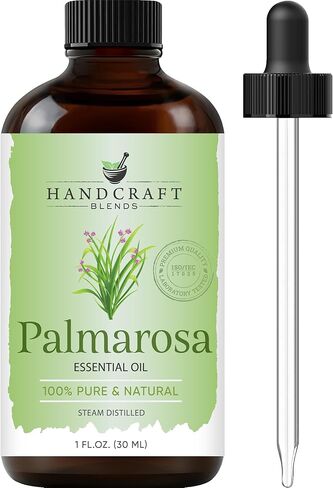 Handcraft Blends Palmarosa Essential Oil - Huge 4 Fl Oz - 100% Pure and Natural - Premium Grade with Glass Dropper in Kuwait