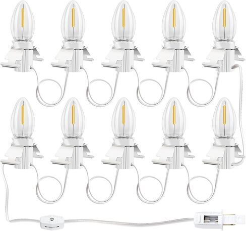 Christmas Village Lights with 10 LED Warm-White Bulb,Decoration for Christmas Village Houses,Halloween Holiday,C7 Christmas Village Light Cord in Kuwait