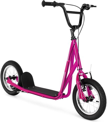 Goplus Youth Kick Scooter, Kids Kick Scooter W/ 12-Inch Air Filled Wheels, Carbon Steel Frame, Adjustable Handlebar, Front and Rear Dual Brakes, Ride On Toys for Adults Teens 8+ in Saudi Arabia