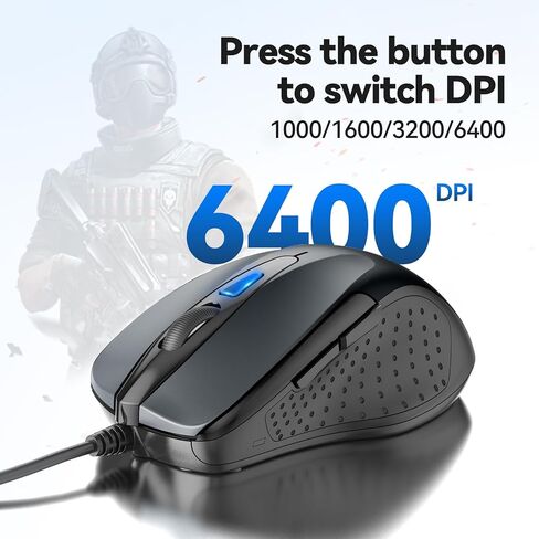 TECKNET USB Wired Mouse with Forward Backward Keys & 4 Adjustable DPI Gray in Saudi Arabia