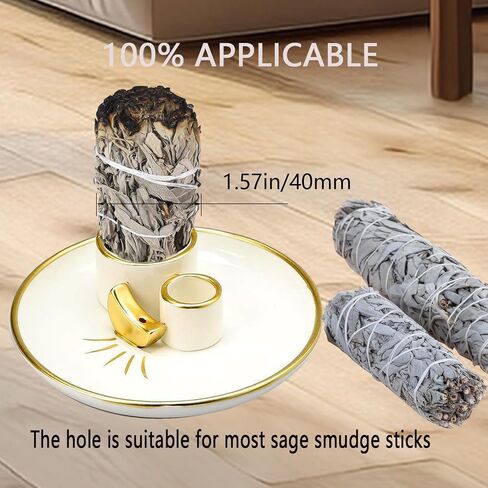 4 in 1 Incense and Candle Holder for Burning Sage, Palo Santo - 5.4" Ceramic Ash Catcher Tray for Meditation Room (Lotus Shaped) in Saudi Arabia