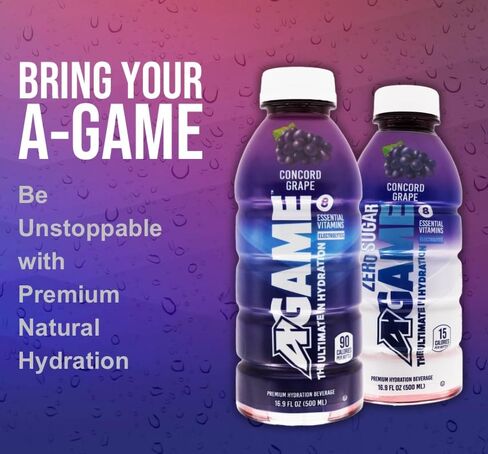 A-GAME Sports Drink, Dragon Fruit Plum, The Ultimate Hydration Sports Beverage for Athletes, 8 Essential Vitamins including B, C, & E plus Natural Sea Salt Electrolytes, All Natural Flavors & Sweeteners, Gluten Free, 16.9 Fl Oz (Pack of 12) in Saudi Arabia