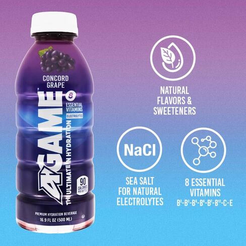 A-GAME Sports Drink, Dragon Fruit Plum, The Ultimate Hydration Sports Beverage for Athletes, 8 Essential Vitamins including B, C, & E plus Natural Sea Salt Electrolytes, All Natural Flavors & Sweeteners, Gluten Free, 16.9 Fl Oz (Pack of 12) in Saudi Arabia