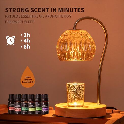 مصباح العلاج العطري للزيوت العطرية، شموع جرة شمع الصويا المنتشرة والزيوت العطرية تذوب 2 في 1، مع 6 زيوت عطرية وكوب ذوبان السماء المرصعة بالنجوم ومصباحين، مؤقت ومخفت، رائحة ديكور المنزل in Saudi Arabia