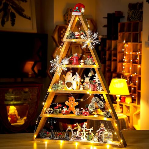 5 Tier Christmas Tree Ladder Shelves A Frame Table Centerpieces Christmas Tree Shaped DIY Shelf Christmas Village Display Stand Decors for Living Room Bedroom Home Office Tabletop Shelf Holiday in Saudi Arabia