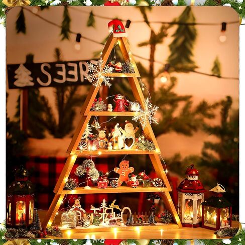 5 Tier Christmas Tree Ladder Shelves A Frame Table Centerpieces Christmas Tree Shaped DIY Shelf Christmas Village Display Stand Decors for Living Room Bedroom Home Office Tabletop Shelf Holiday in Saudi Arabia