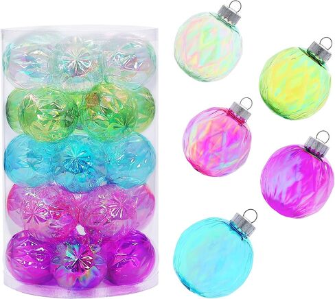 MOONET 25Pcs 2.64in Christmas Decoration Balls Shatterproof Colored Transparent Ball for Festival Wedding Home Party Decors Xmas Tree Hanging in Kuwait