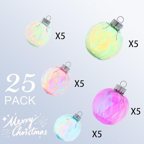 MOONET 25Pcs 2.64in Christmas Decoration Balls Shatterproof Colored Transparent Ball for Festival Wedding Home Party Decors Xmas Tree Hanging in Kuwait