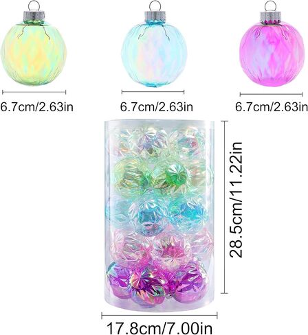 MOONET 25Pcs 2.64in Christmas Decoration Balls Shatterproof Colored Transparent Ball for Festival Wedding Home Party Decors Xmas Tree Hanging in Kuwait