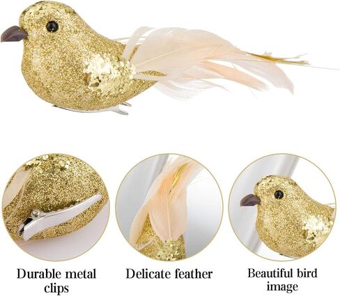 12 Pcs Artificial Christmas Dove Birds with Clip, White Feather Xmas Tree Ornaments Wreath Flower Arrangement Supplies for Party Wedding Decor DIY Craft Gifts in Kuwait