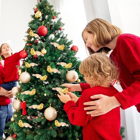 12 Pcs Artificial Christmas Dove Birds with Clip, White Feather Xmas Tree Ornaments Wreath Flower Arrangement Supplies for Party Wedding Decor DIY Craft Gifts in Kuwait