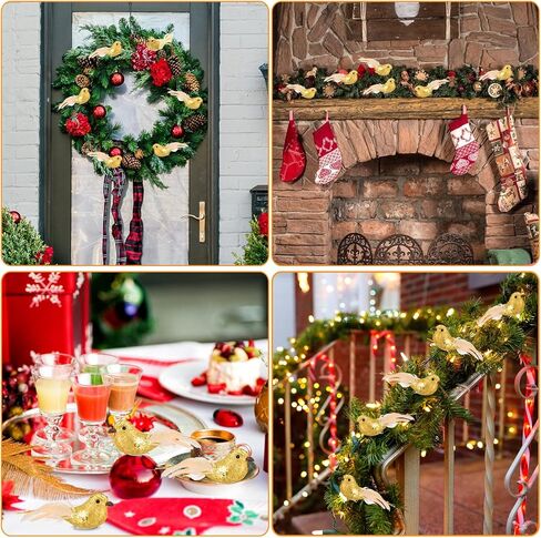 12 Pcs Artificial Christmas Dove Birds with Clip, White Feather Xmas Tree Ornaments Wreath Flower Arrangement Supplies for Party Wedding Decor DIY Craft Gifts in Kuwait