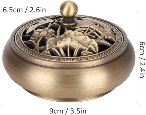 LIZEALUCKY Incense Holder Burner, Copper Backflow Incense Burner Vintage Incense Stick Cone Coil Holder with Fireproof Cotton Buddha Decorations for Frankincense Room Home Decor Yoga Spa Madiation in Saudi Arabia