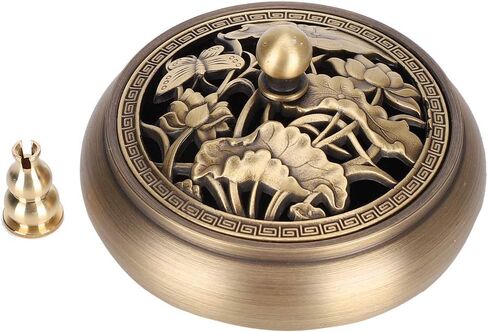 LIZEALUCKY Incense Holder Burner, Copper Backflow Incense Burner Vintage Incense Stick Cone Coil Holder with Fireproof Cotton Buddha Decorations for Frankincense Room Home Decor Yoga Spa Madiation in Saudi Arabia