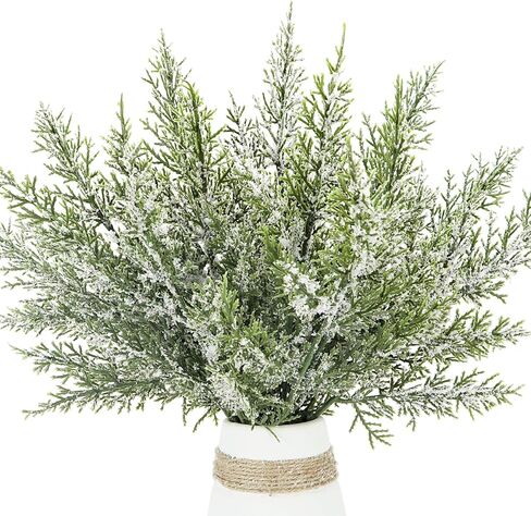 Artificial Christmas Picks, 24Pcs Christmas White Red Holly Berry Artificial Pine Needles Snowy Holly Berries Spray Christmas Flower for Floral Arrangement Winter Holiday Season Décor (24, Snow white) in Kuwait