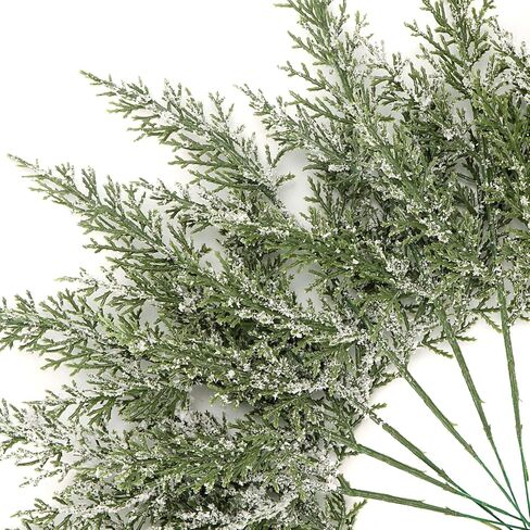 Artificial Christmas Picks, 24Pcs Christmas White Red Holly Berry Artificial Pine Needles Snowy Holly Berries Spray Christmas Flower for Floral Arrangement Winter Holiday Season Décor (24, Snow white) in Kuwait