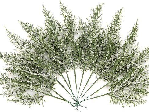 Artificial Christmas Picks, 24Pcs Christmas White Red Holly Berry Artificial Pine Needles Snowy Holly Berries Spray Christmas Flower for Floral Arrangement Winter Holiday Season Décor (24, Snow white) in Kuwait