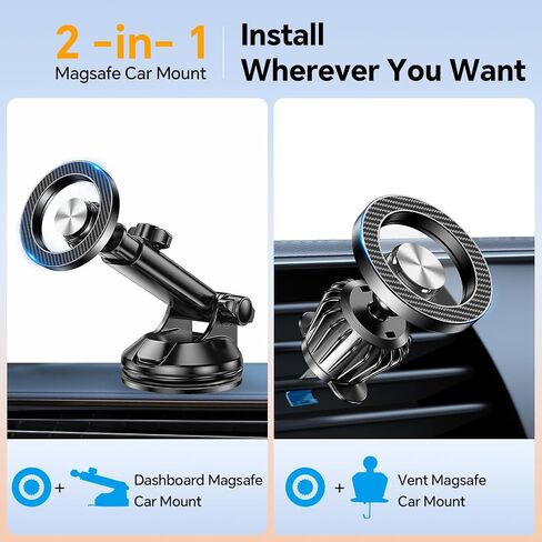 for iPhone MagSafe Car Mount【 Windshield + Vent + Dash 】Window Magnetic Phone Holder Car Magsafe Accessories【20 Magnets+ Suction Cup】for iPhone 15,14,13,12,Pro,Max/Plus/Mini MagSafe Phone mount Case in Saudi Arabia