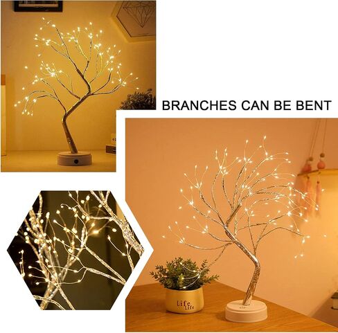 20" Tabletop Bonsai Tree Light, 108 LED Fairy Light Spirit Tree, Touch Sensor Switches, DIY Artificial Tree Lamp for Bedroom Desktop Christmas Room Decor 007 in Saudi Arabia