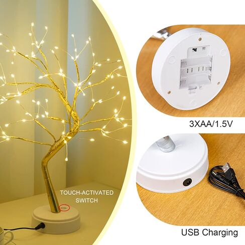 20" Tabletop Bonsai Tree Light, 108 LED Fairy Light Spirit Tree, Touch Sensor Switches, DIY Artificial Tree Lamp for Bedroom Desktop Christmas Room Decor 007 in Saudi Arabia