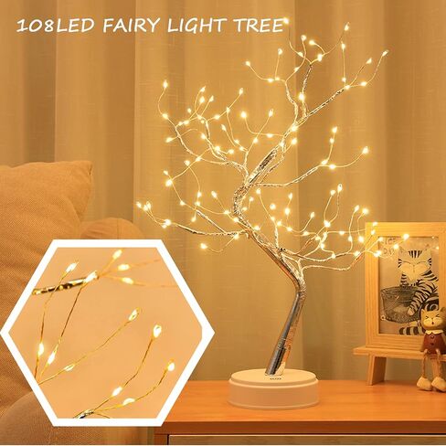 20" Tabletop Bonsai Tree Light, 108 LED Fairy Light Spirit Tree, Touch Sensor Switches, DIY Artificial Tree Lamp for Bedroom Desktop Christmas Room Decor 007 in Saudi Arabia