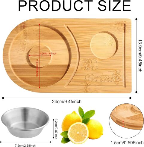 Margarita Salt Rimmer Set, Wood Margarita Glass Rimmer Set with Stainless Steel Bowl Salt Rimmer Set for Cocktails Margarita Salt and Sugar Rimmer Set for Parties Home Bar Drink Tray in Saudi Arabia