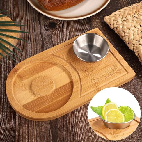 Margarita Salt Rimmer Set, Wood Margarita Glass Rimmer Set with Stainless Steel Bowl Salt Rimmer Set for Cocktails Margarita Salt and Sugar Rimmer Set for Parties Home Bar Drink Tray in Saudi Arabia