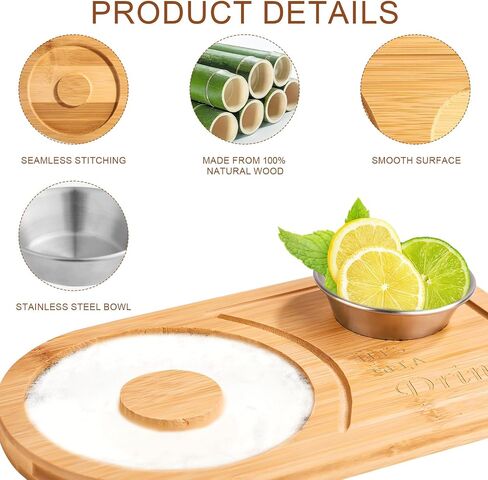 Margarita Salt Rimmer Set, Wood Margarita Glass Rimmer Set with Stainless Steel Bowl Salt Rimmer Set for Cocktails Margarita Salt and Sugar Rimmer Set for Parties Home Bar Drink Tray in Saudi Arabia