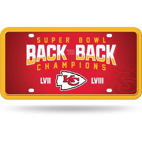 Rico Industries NFL Football Kansas City Chiefs 2024 Super Bowl LVIII Champions Metal Auto Tag 6" x 12" - Great for Truck/Car/SUV