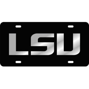 LSU Tigers Black Laser Cut License Plate Auto Tag, Made in The USA