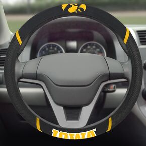 FANMATS 14903 Iowa Hawkeyes Embroidered Steering Wheel Cover 15" x 15"