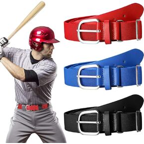 Syhood 3 Pieces Baseball Belt Elastic Softball Belt Adjustable Softball Belt Waist Belt Unisex for Youth and Adult with 1-1/2 Inch Buckle