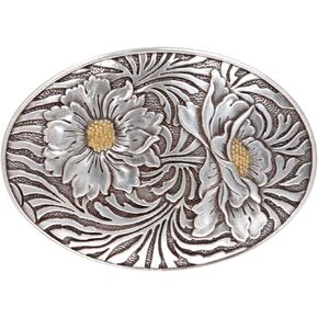 Oval Sunflower Engraving Belt Buckle