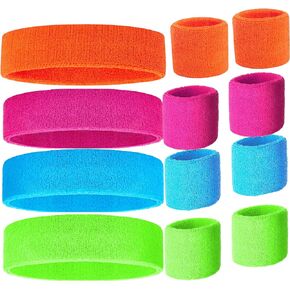 80s Sweatband, Sports Headband and Wristbands, Sweat Bands 80s Neon Colors, 80s Party, Sweatbands for Women, Colorful Sweatband Set