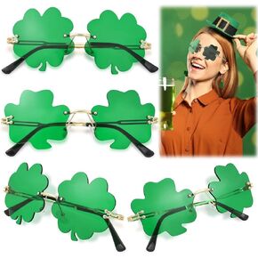 ROADPLUM 4 Pairs of St. Patrick's Day Sunglasses, 2 Styles of Green Sunglasses with Metal Frames for St. Patrick's Day Carnivals Accessories Green Irish Party Fashionable Decoration