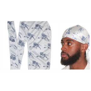 THE DASHURÍ BRAND Jackson State University Officially Licensed Leaping Tiger Satin Durag (Light Blue)