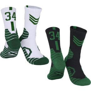 2-Pairs Basketball-Socks-for-Men & Boys, Basketball Team Lucky Number Sports-Star-Socks for Child & Adult