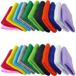 NSBELL 24PCS Colorful Sports Wristbands Cotton Sweatband Wristbands Wrist Sweatbands Wrist Sweat Bands for for Men and Women, Good for Tennis, Basketball, Running, Gym, Working Out (12Pair)