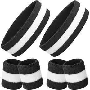 ONUPGO 6 Pieces Sweatbands Set - Including 2pcs Sports Headband and 4pcs Wristband Sports Band for Gym Workout & Yoga, Football Baseball Basketball Soccer Boxing & Tennis in Kuwait